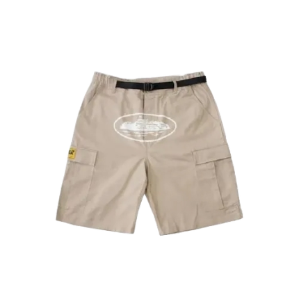 corteiz alcatraz cargo shorts beige