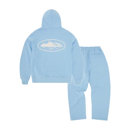 Corteiz Island Puff Print Tracksuit Baby Blue back in