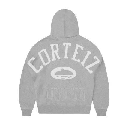 Corteiz Lundun Stitch Zip Hoodie Grey Back in
